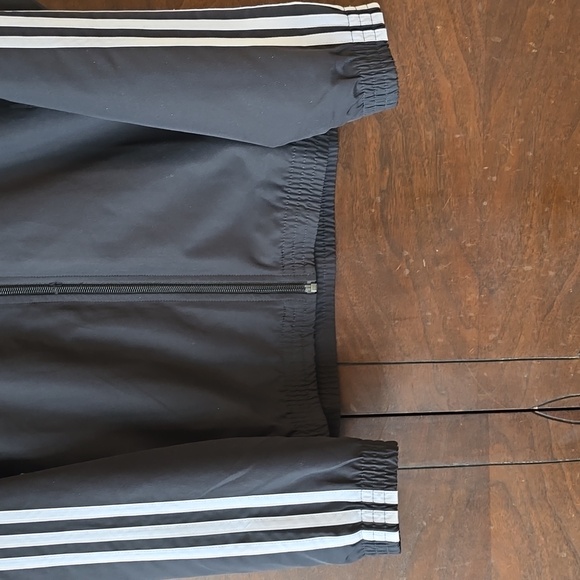 Adidas Black and White Striped Full Zip Track Jacket, Size Large - Picture 5 of 12